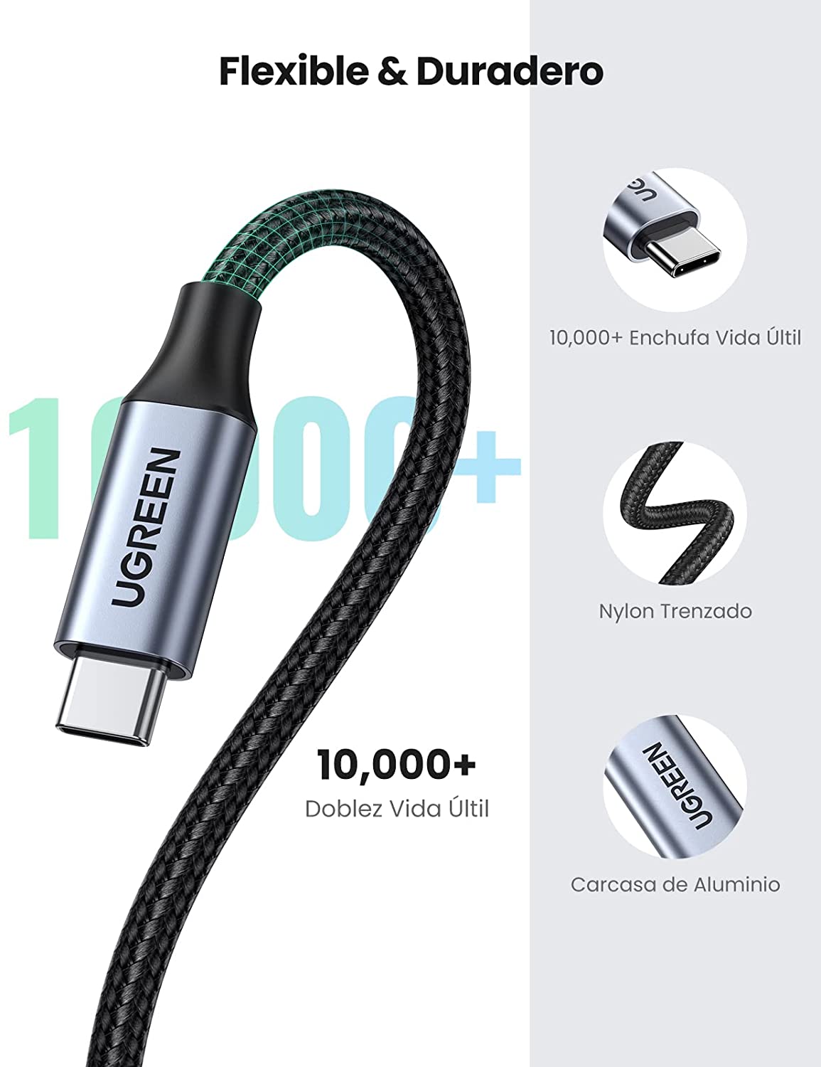 Cable Motorola USB Tipo-C A USB Tipo-C Compatible Con Carga Rápida De