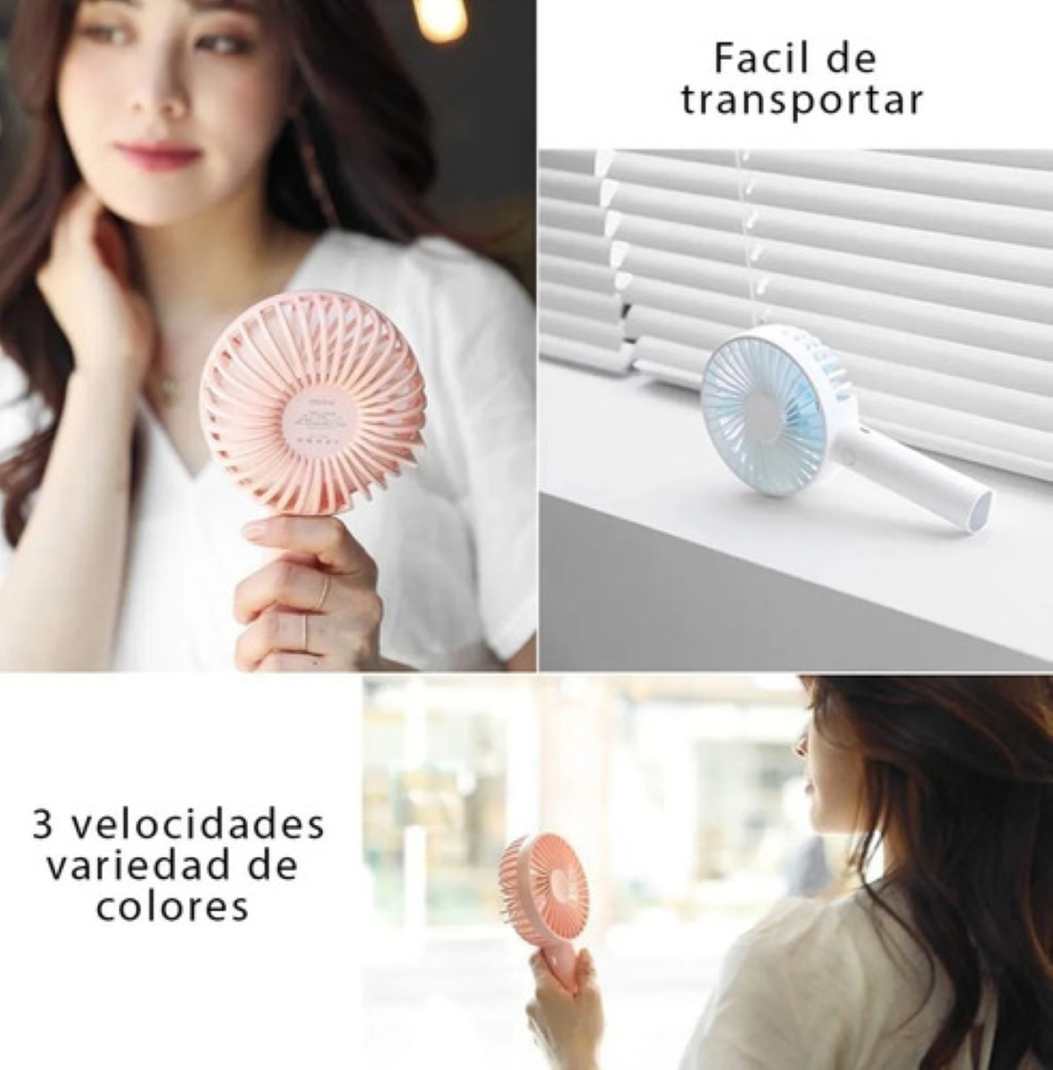 Mini Ventilador Portatil De Larga Duracion Blanco