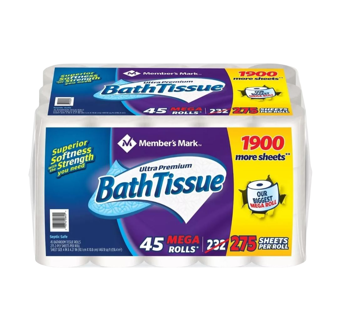 Papel Higiénico Member's Mark Ultra Suave Con 45 Mega Rollos con 275 hojas