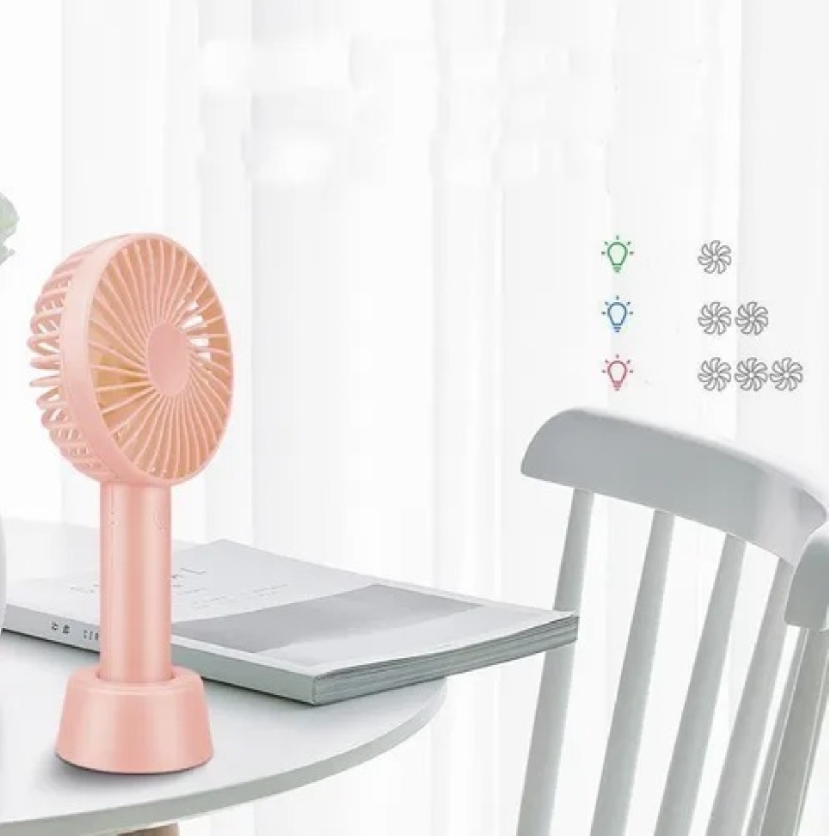 Mini Ventilador Portatil De Larga Duracion Rosa