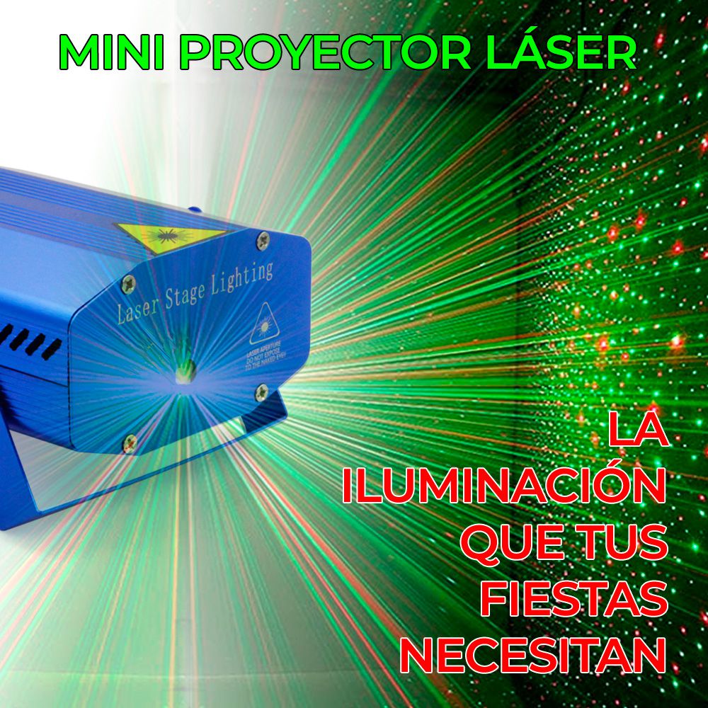 Mini Proyector Lampara Laser Disco Movimiento Audiorítmico o Automático LED09 Azul 