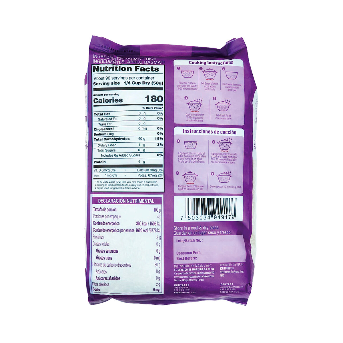 Arroz Basmati Gourmet Santina La India 4.5kg