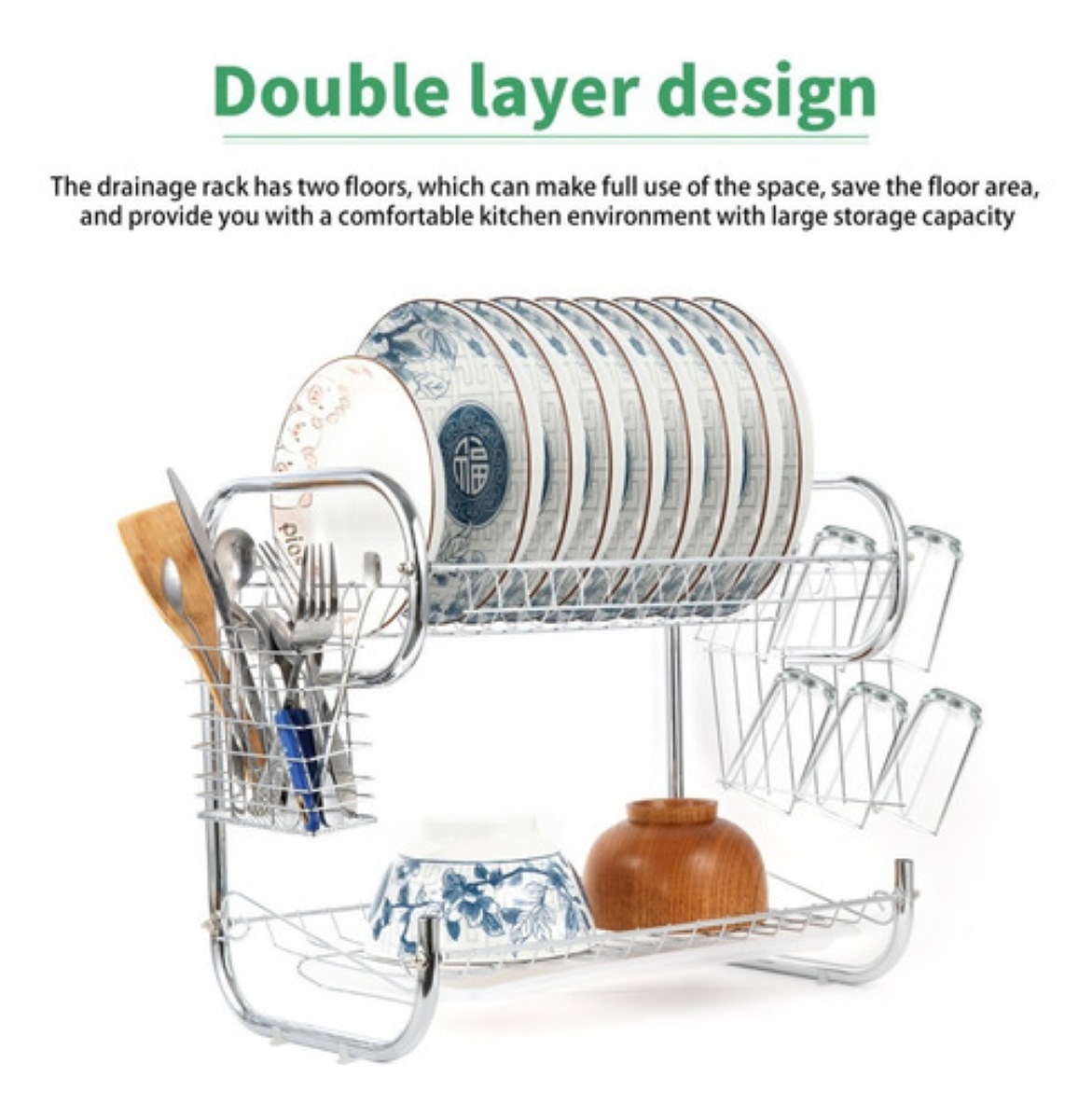 Escurridor De Platos Trastero de Acero Cromado 