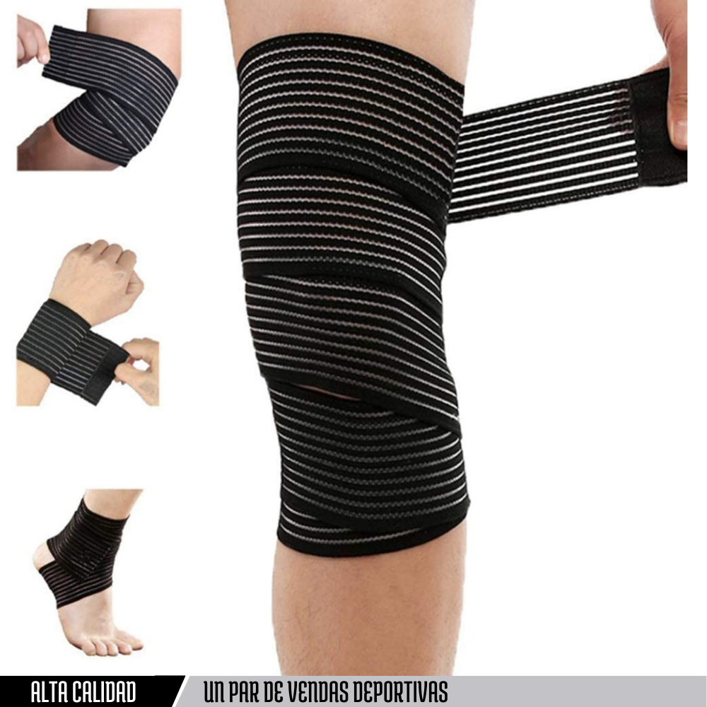 Vendas Elasticas para Rodillas Gym Crossfit 1 Par color negro Gymker