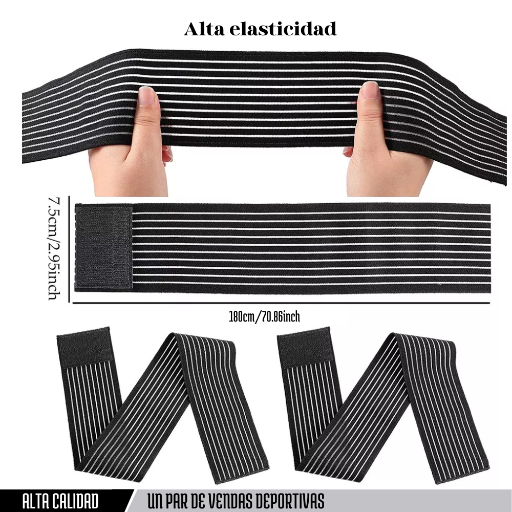 Vendas Elasticas para Rodillas Gym Crossfit 1 Par color negro Gymker