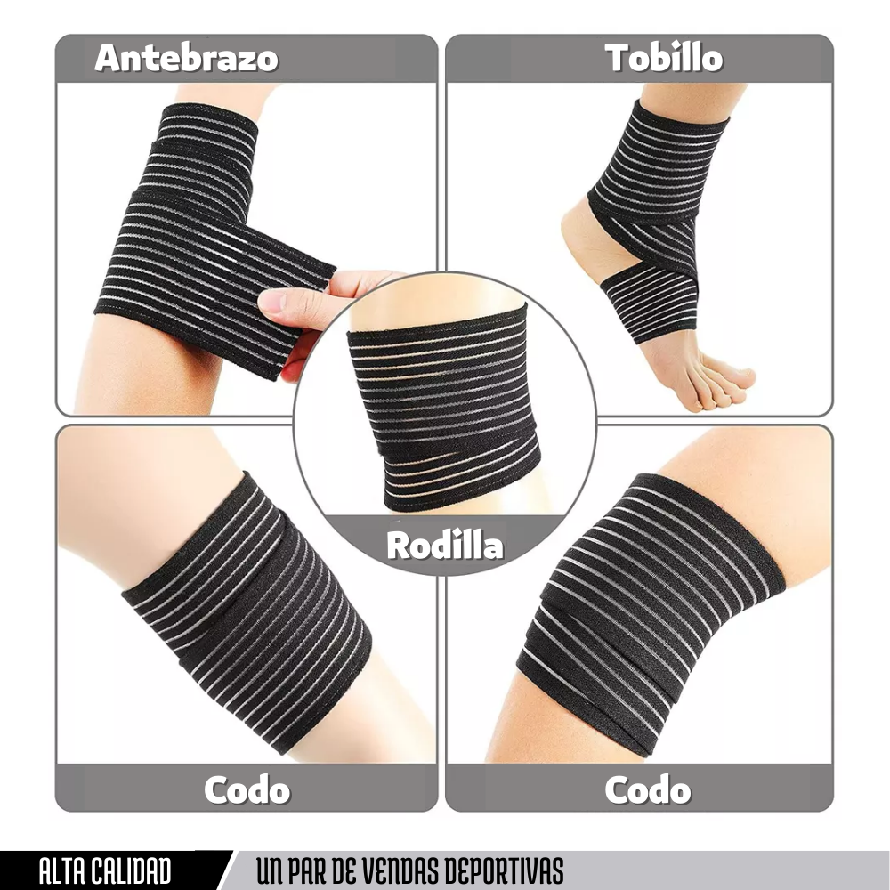 Vendas Elasticas para Rodillas Gym Crossfit 1 Par color negro Gymker