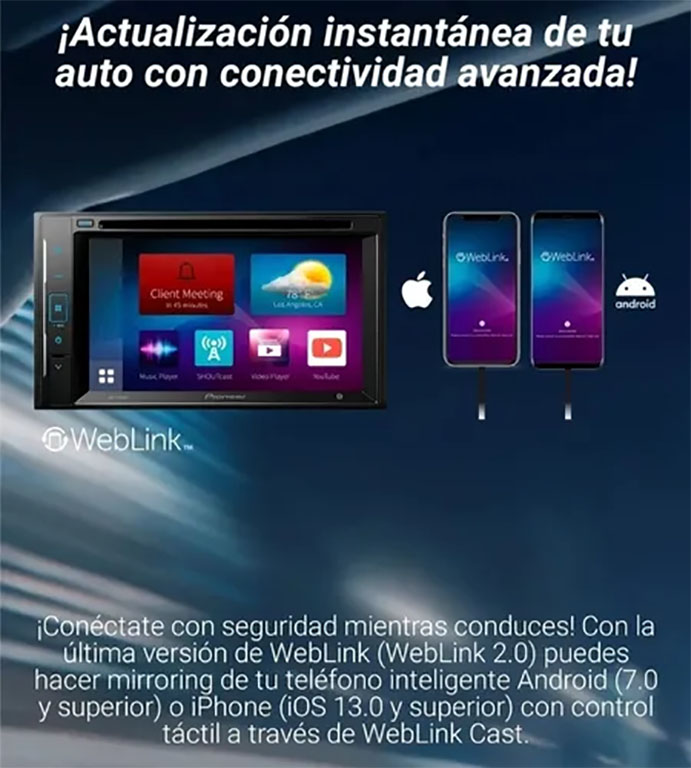 Estéreo Pantalla Pioneer Avh-a245bt Weblink Dvd Cd Bt Usb