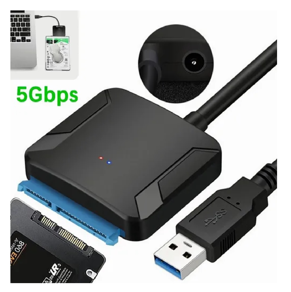 Cable Adaptador Disco Duro Sata A Usb 3.0 Hdd Ssd 3.5