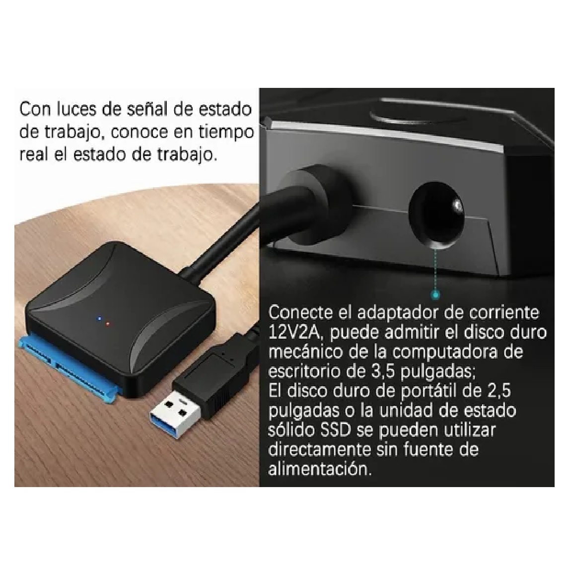 Cable Adaptador Disco Duro Sata A Usb 3.0 Hdd Ssd 3.5