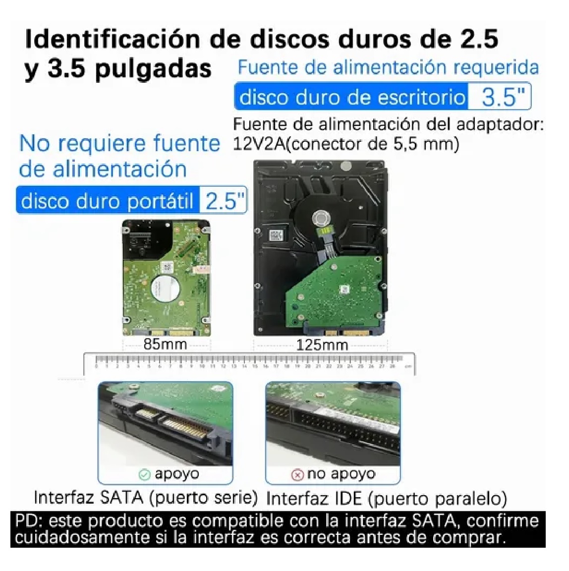 Cable Adaptador Disco Duro Sata A Usb 3.0 Hdd Ssd 3.5