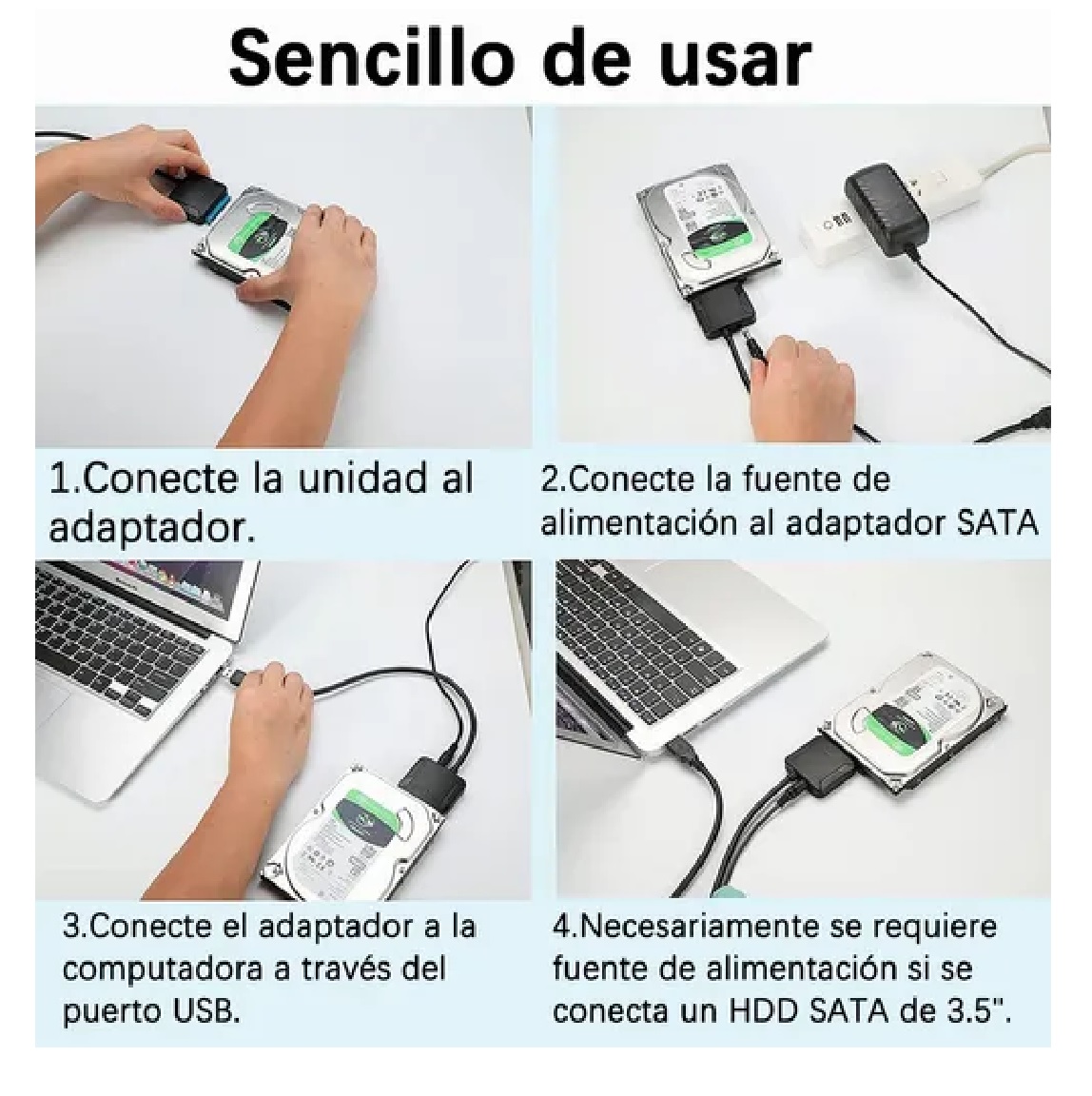 Cable Adaptador Disco Duro Sata A Usb 3.0 Hdd Ssd 3.5