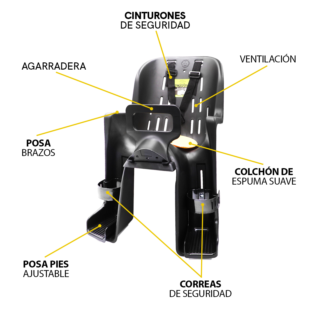 Silla Porta Bebe Trasera Para Bicicleta Con Cojín Y Cinturon