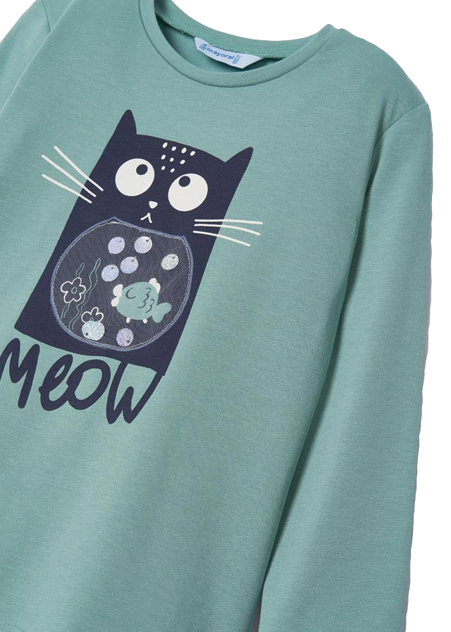 Conjunto playera con gráfica y falda de mezclilla para niña marca Mayoral