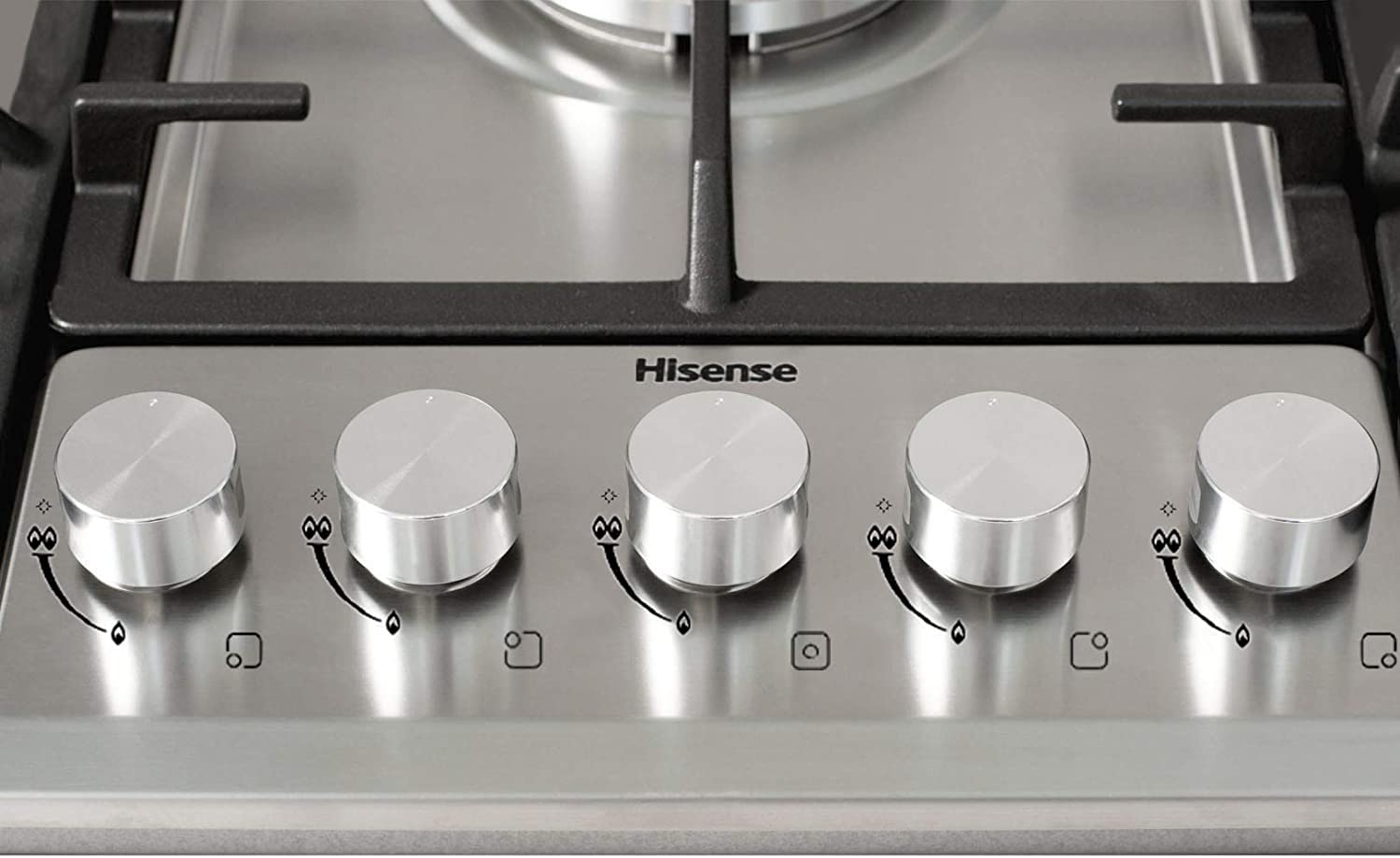 Hisense HGH961SS Parrilla a gas de Empotrar 90cm con 6 Quemadores en Acero Inoxidable. (Incluye esprea para cambio de gas)