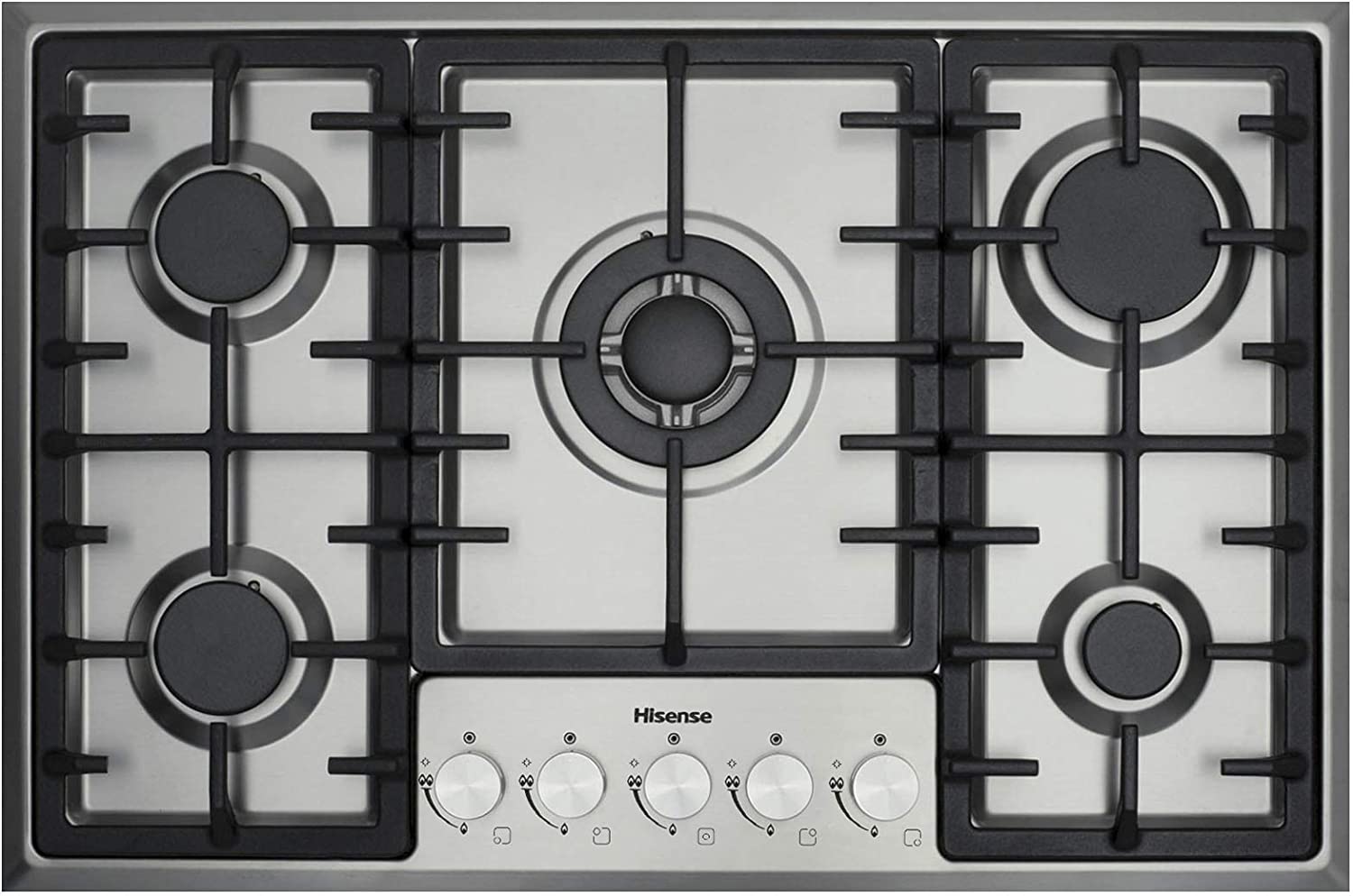 Hisense HGH961SS Parrilla a gas de Empotrar 90cm con 6 Quemadores en Acero Inoxidable. (Incluye esprea para cambio de gas)