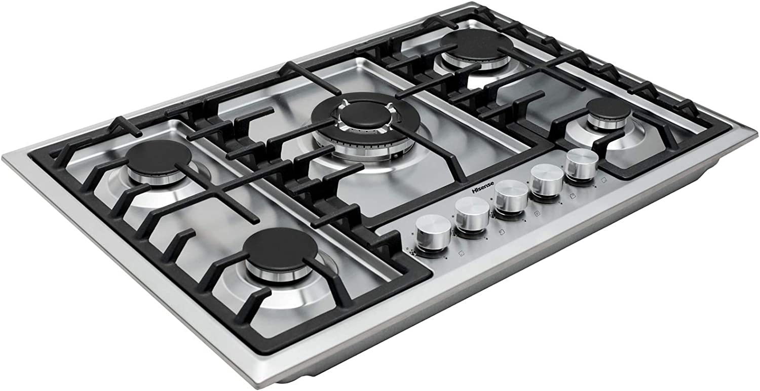 Hisense HGH961SS Parrilla a gas de Empotrar 90cm con 6 Quemadores en Acero Inoxidable. (Incluye esprea para cambio de gas)