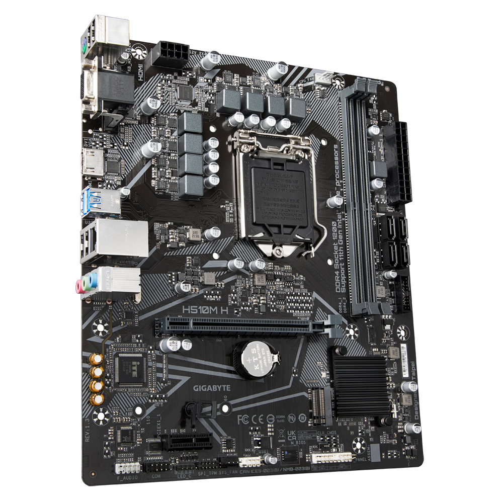 Motherboard GIGABYTE H510M H, DDR4, 64 GB, Intel, LGA 1200