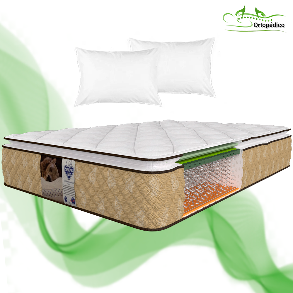 Colchón Individual Allegro Valencia Spring Air Ortopédico con Colchoneta PILLOW TOP + 2 ALMOHADA GRATIS