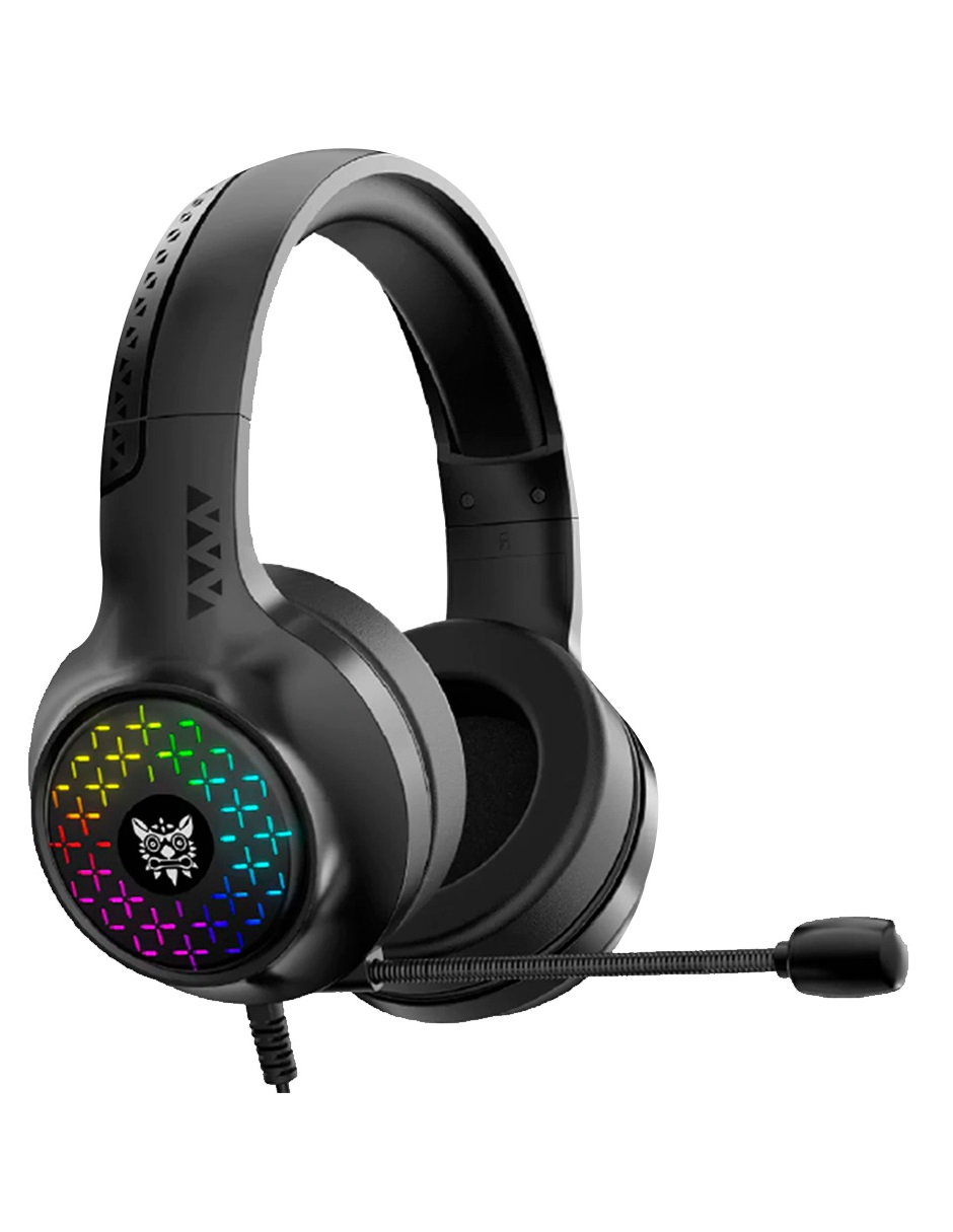 Audífonos con micrófono gamer negro con luz RGB