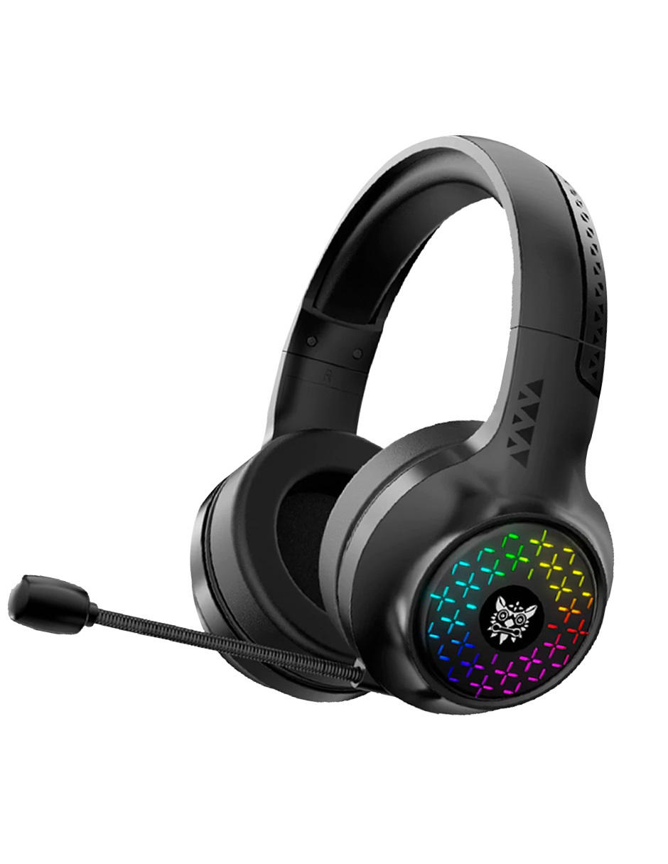 Audífonos con micrófono gamer negro con luz RGB