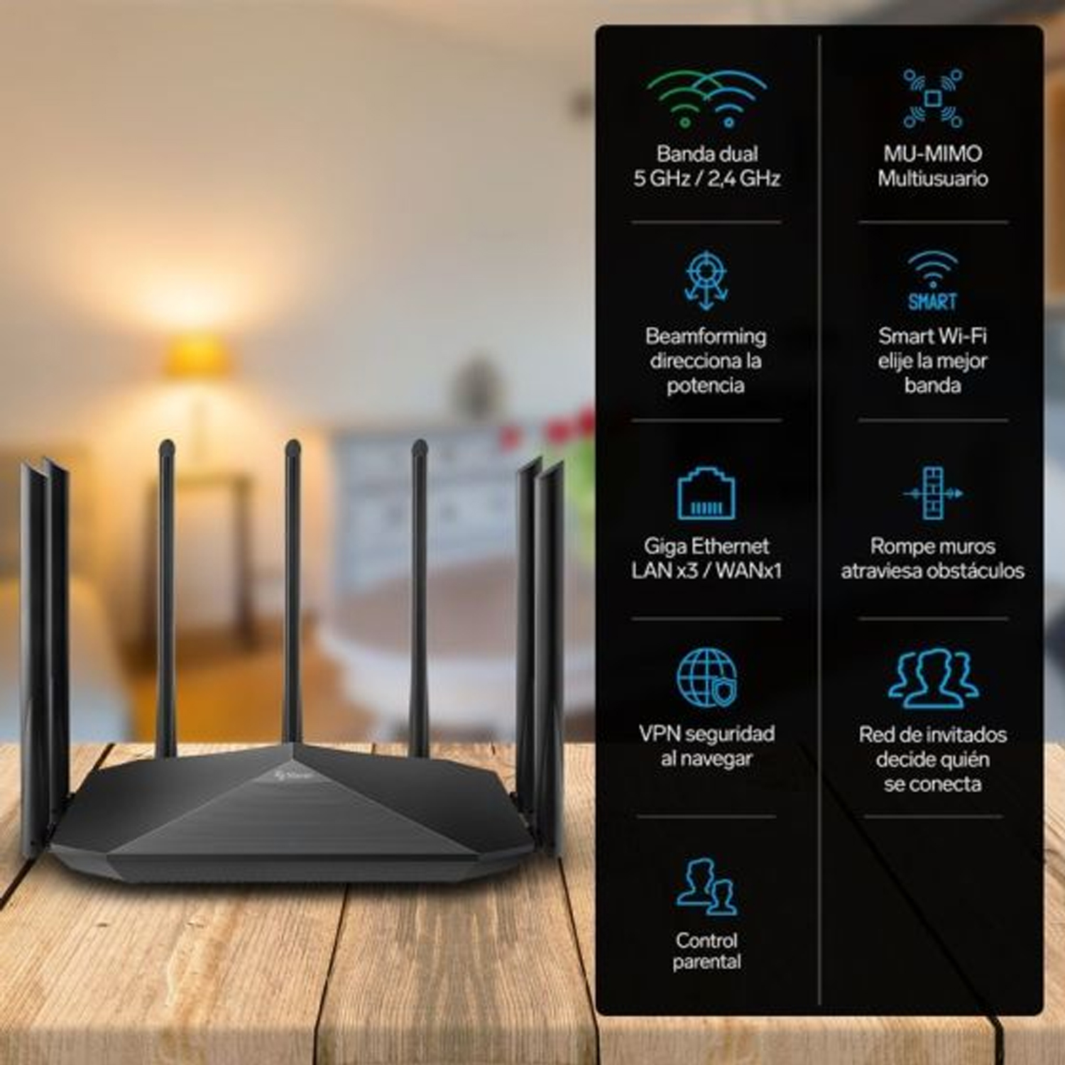 Repetidor, Router, Wisp Steren Com-870 Negro 100v/240v