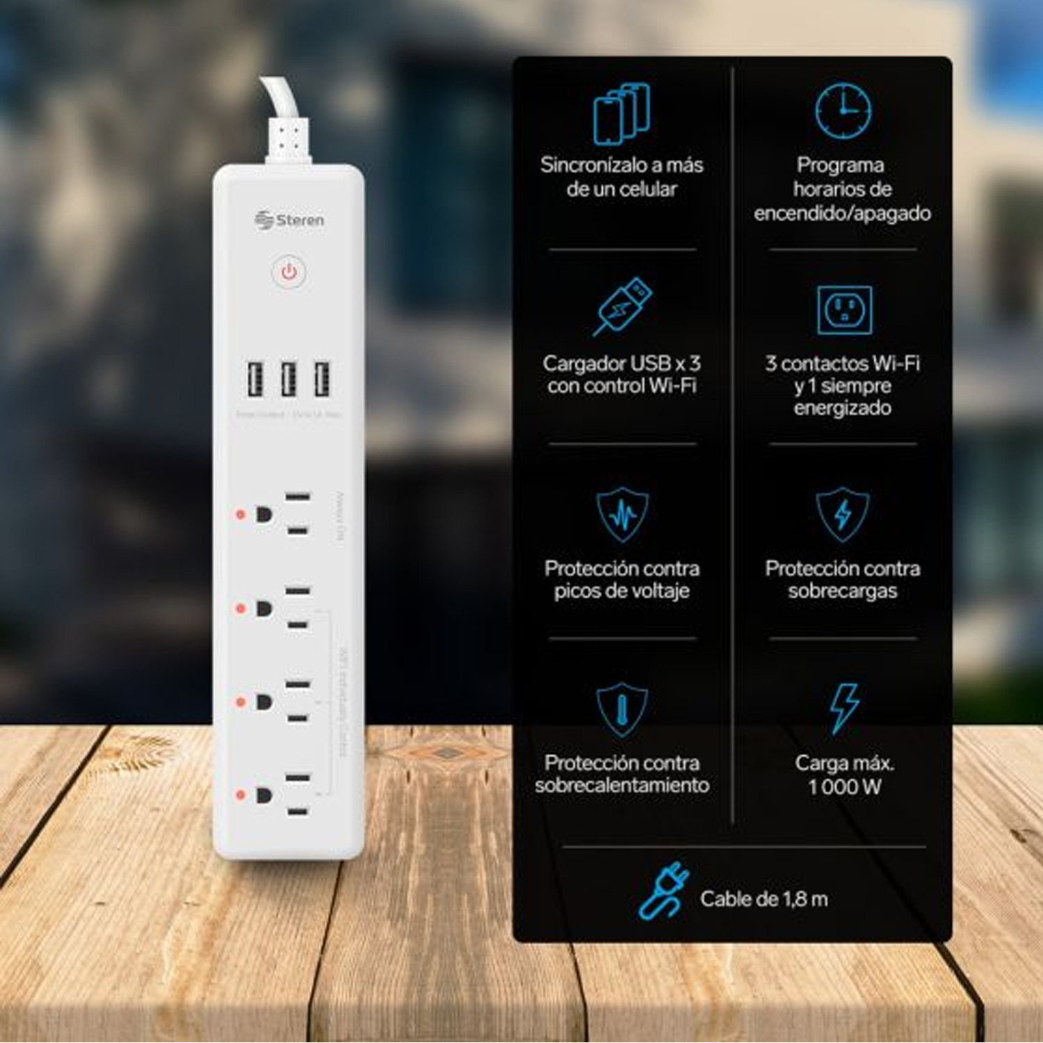 Multicontacto Wi-fi De 4 Salidas Horizontales SHOME-300