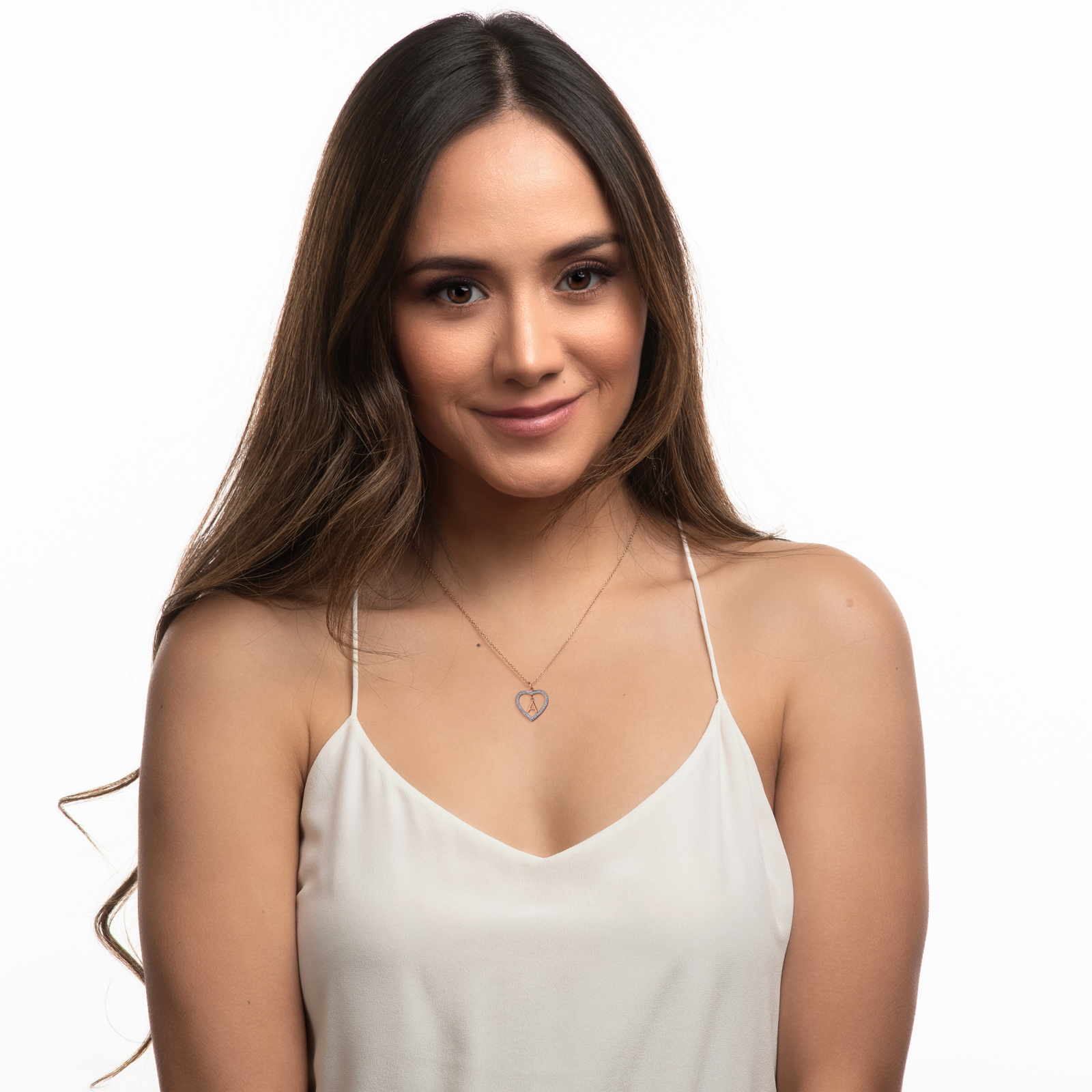 LuckyLy Collares de Mujer de Corazón con Iniciales , Acero Inoxidable con Baño de Oro Rosa 18k y Zirconia Cúbica, Cadena con Dije - Modelo Adina, Letra V