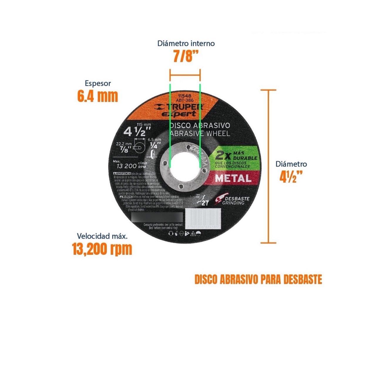 Esmeriladora Cortadora Truper con 5 discos de desbaste y 5 discos de corte 800 w 