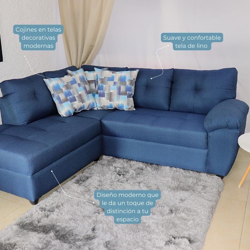 Sala Esquinera Azul con Chaise Izquierdo