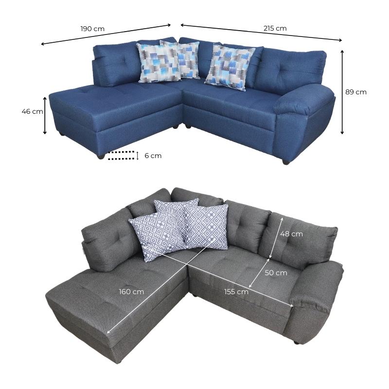 Sala Esquinera Azul con Chaise Izquierdo