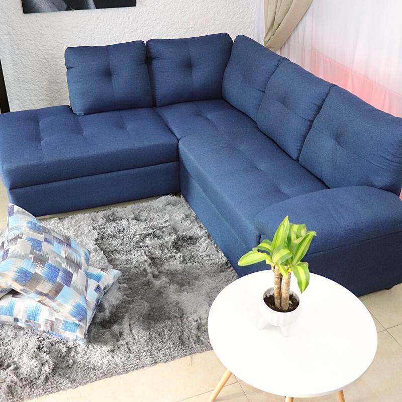 Sala Esquinera Azul con Chaise Izquierdo