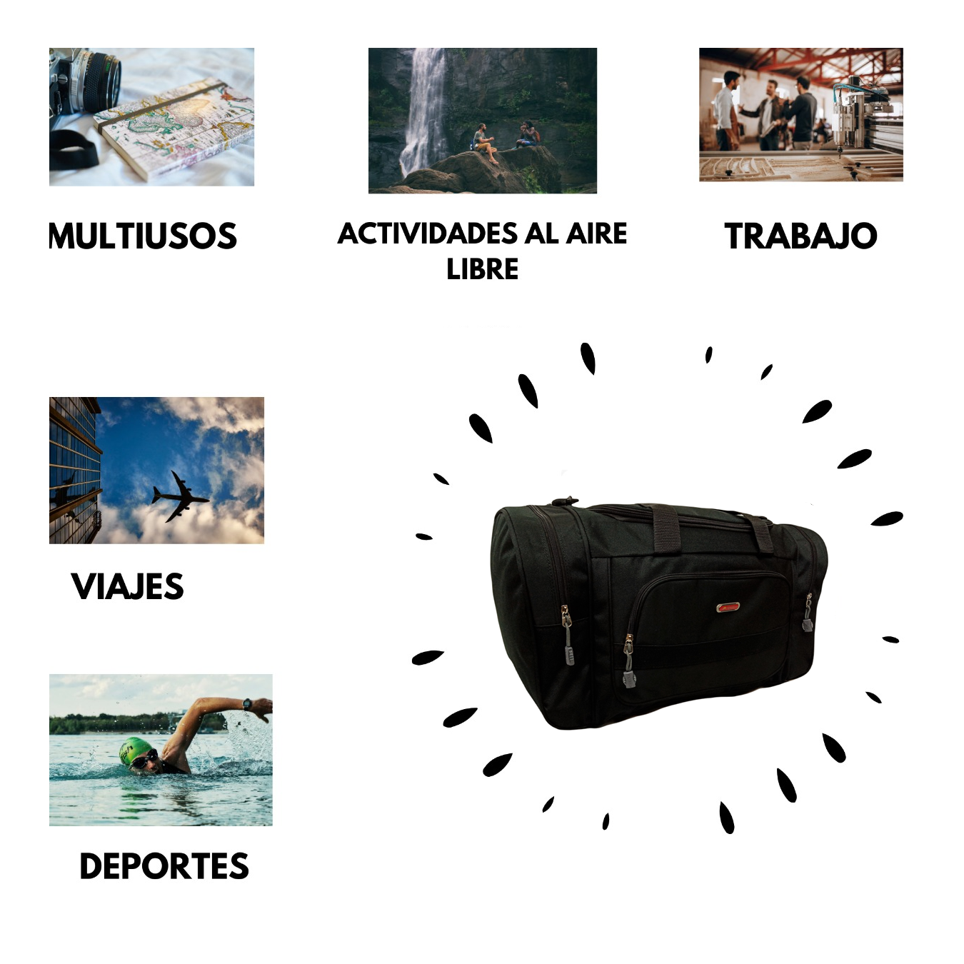 Maleta Deportiva para Viaje Gym Yoga Sport Calidad Fitness Grande