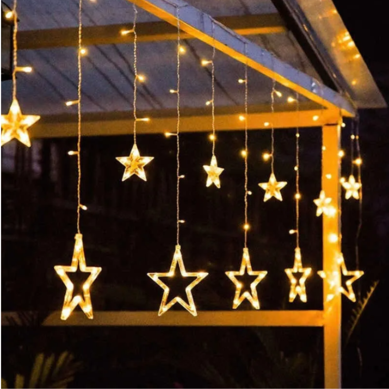Serie De Luces Navideño Cascada Estrellas 138leds Colores
