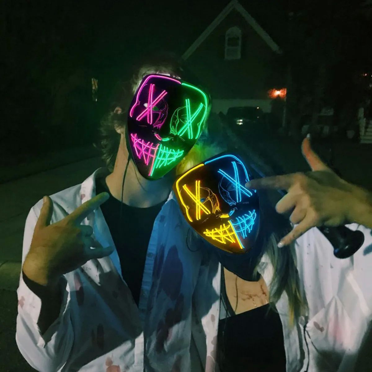 Máscara Con Luz Led De Colores De La Purga Para Halloween