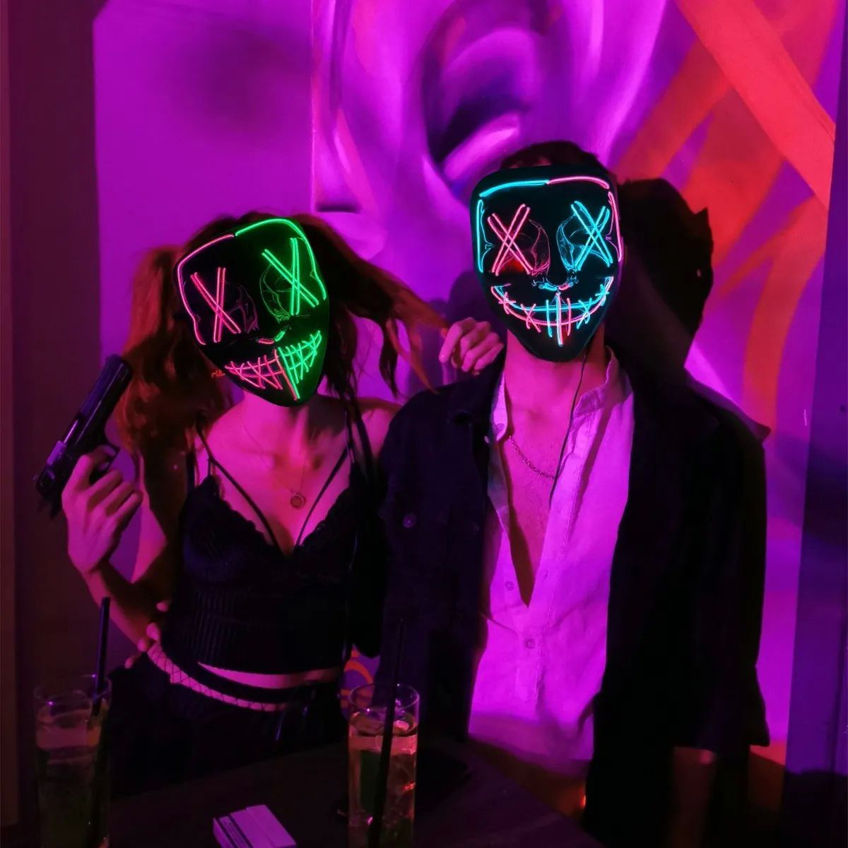 Máscara Con Luz Led De Colores De La Purga Para Halloween