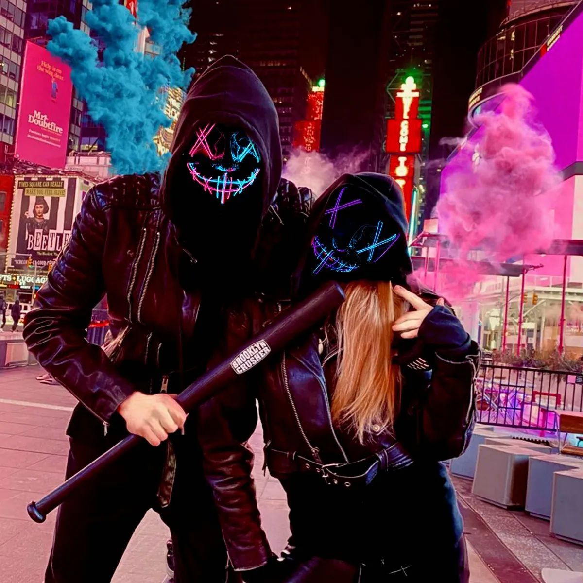 Máscara Con Luz Led De Colores De La Purga Para Halloween