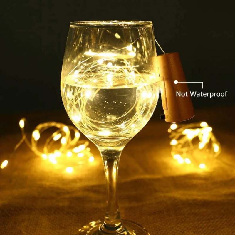 Luces Led Para Botellas De Vino 2m 20 Led A Pilas, 10 Uds