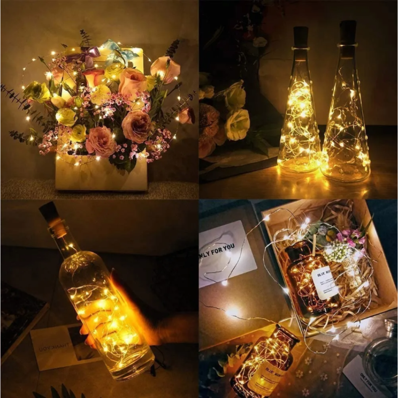 Luces Led Para Botellas De Vino 2m 20 Led A Pilas, 10 Uds