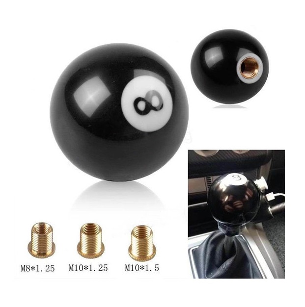 Perilla Pomo Palanca de Cambio Velocidades Bola Billar 8 Negra