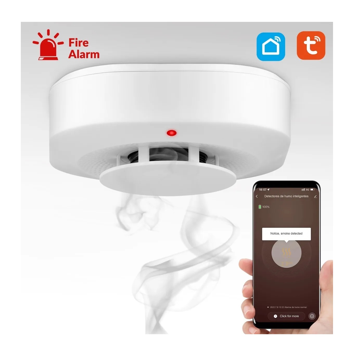 Detector De Humo Inteligente Con Sensor De Incendio Alarma