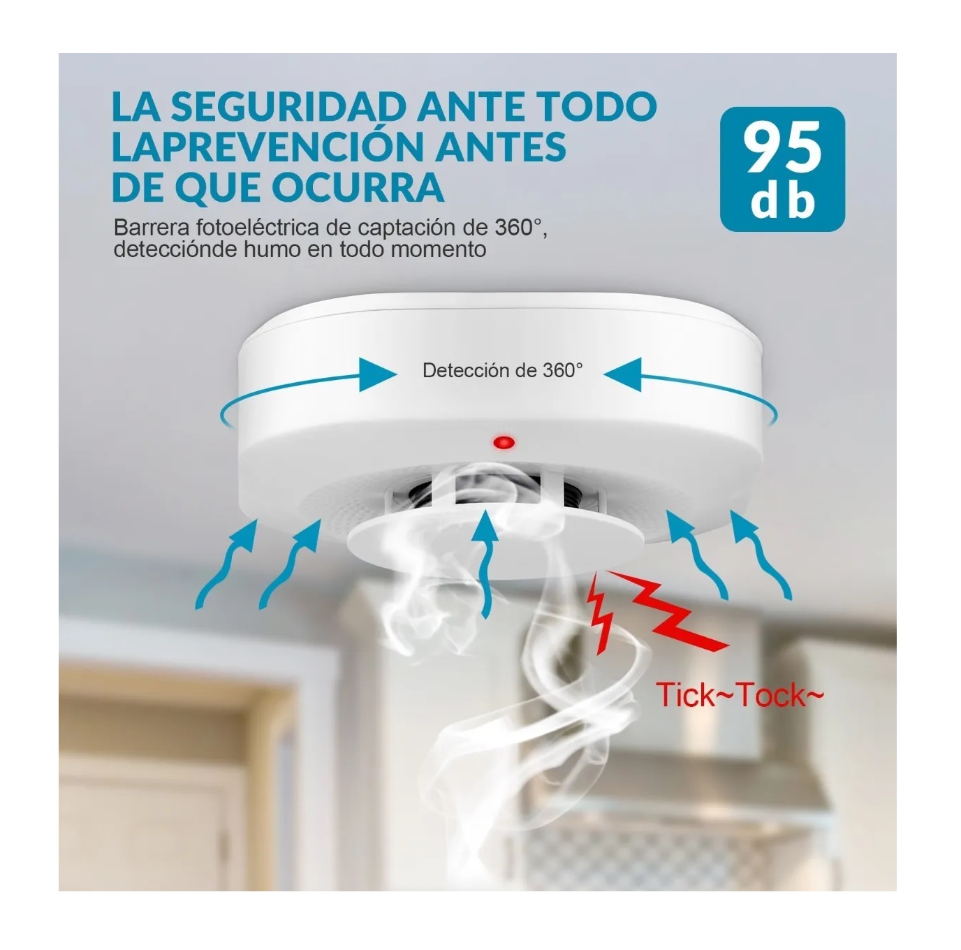 Detector De Humo Inteligente Con Sensor De Incendio Alarma