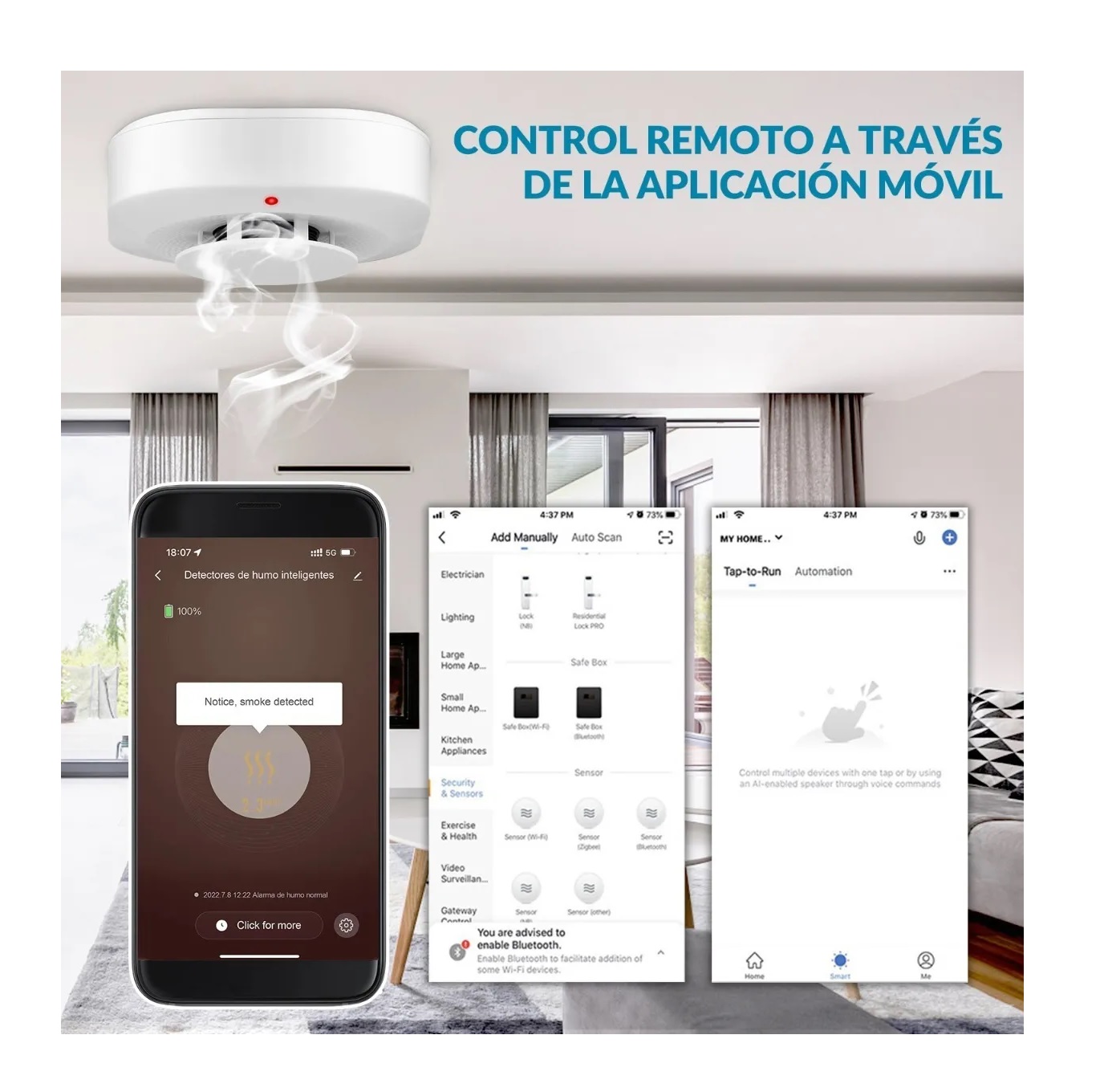 Detector De Humo Inteligente Con Sensor De Incendio Alarma