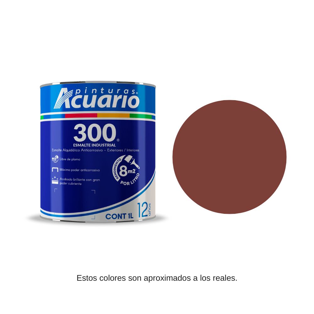Pintura Esmalte 300 Color Rojo Óxido Acuario 1 Lt EA30410