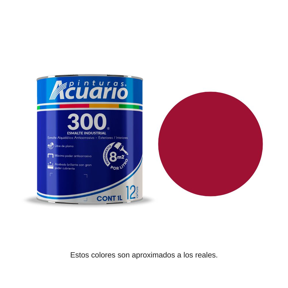 Pintura Esmalte 300 Color Rojo Acuario 1 Lt EA30810