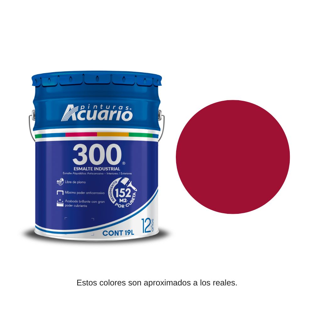 Pintura Esmalte 300 Color Rojo Acuario 19 Lt EA30890