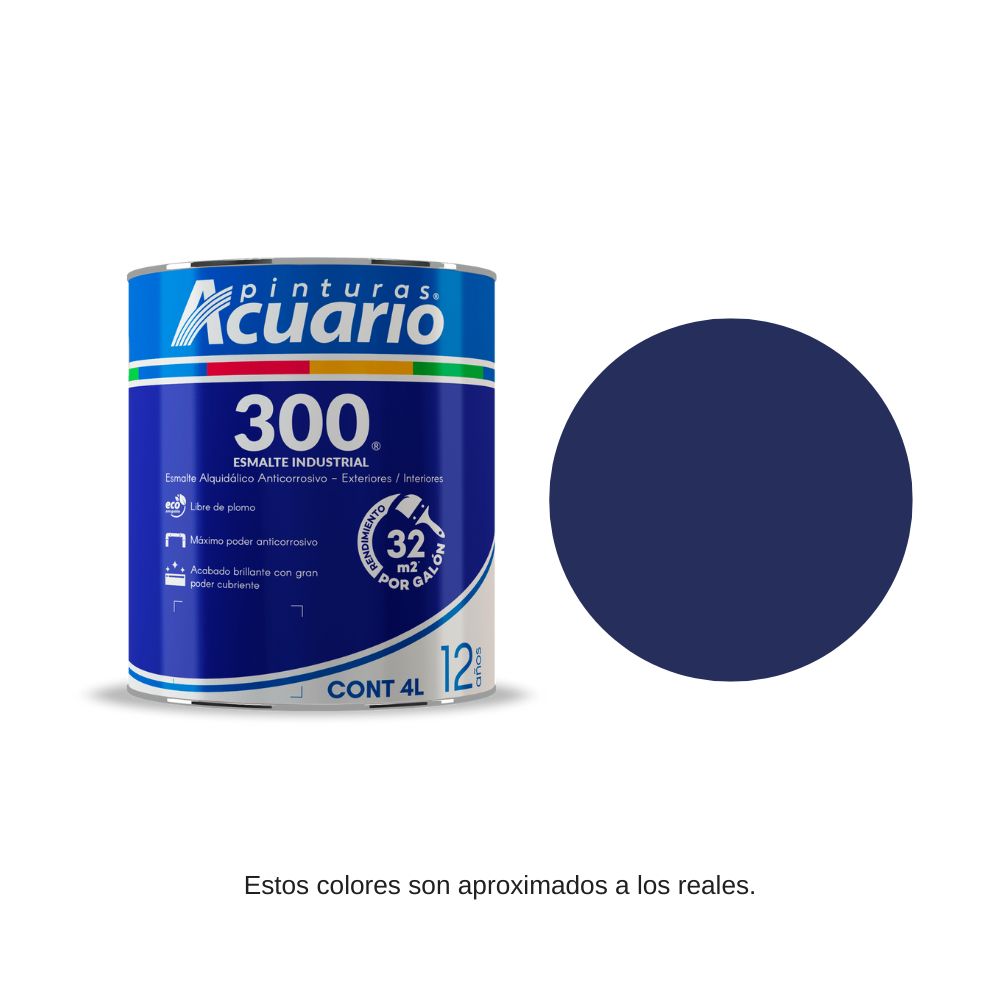 Pintura Esmalte 300 Color Azul Intenso Acuario 4 Lt EA35040