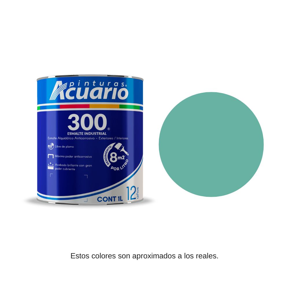 Pintura Esmalte 300 Color Turquesa Acuario 1 Lt EA30710