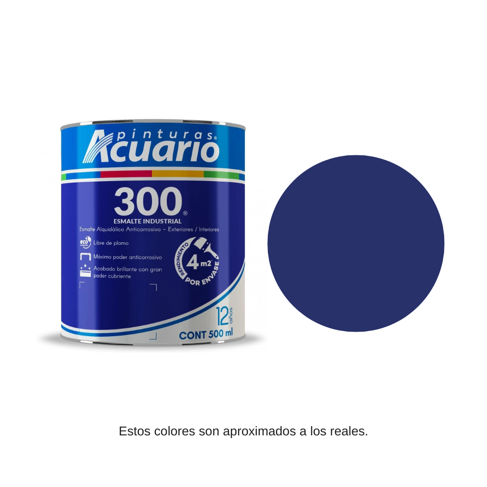 Pintura Esmalte 300 Color Azul Intenso Acuario 500 Ml EA35005