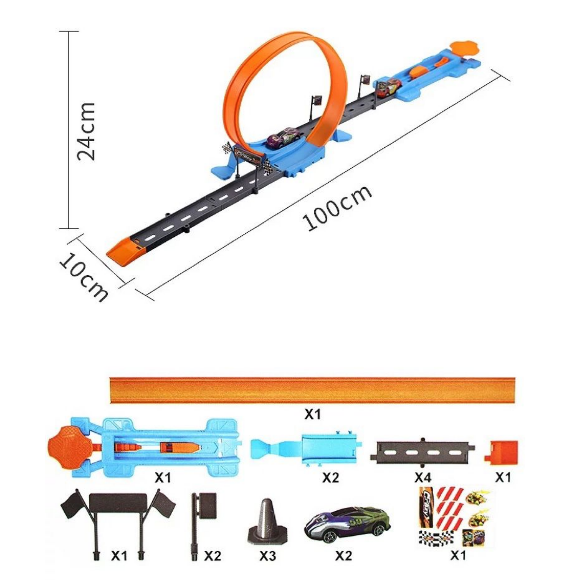 Pista Lanzador De Carros Super Buckle Loop Race Track 18 PIEZAS 