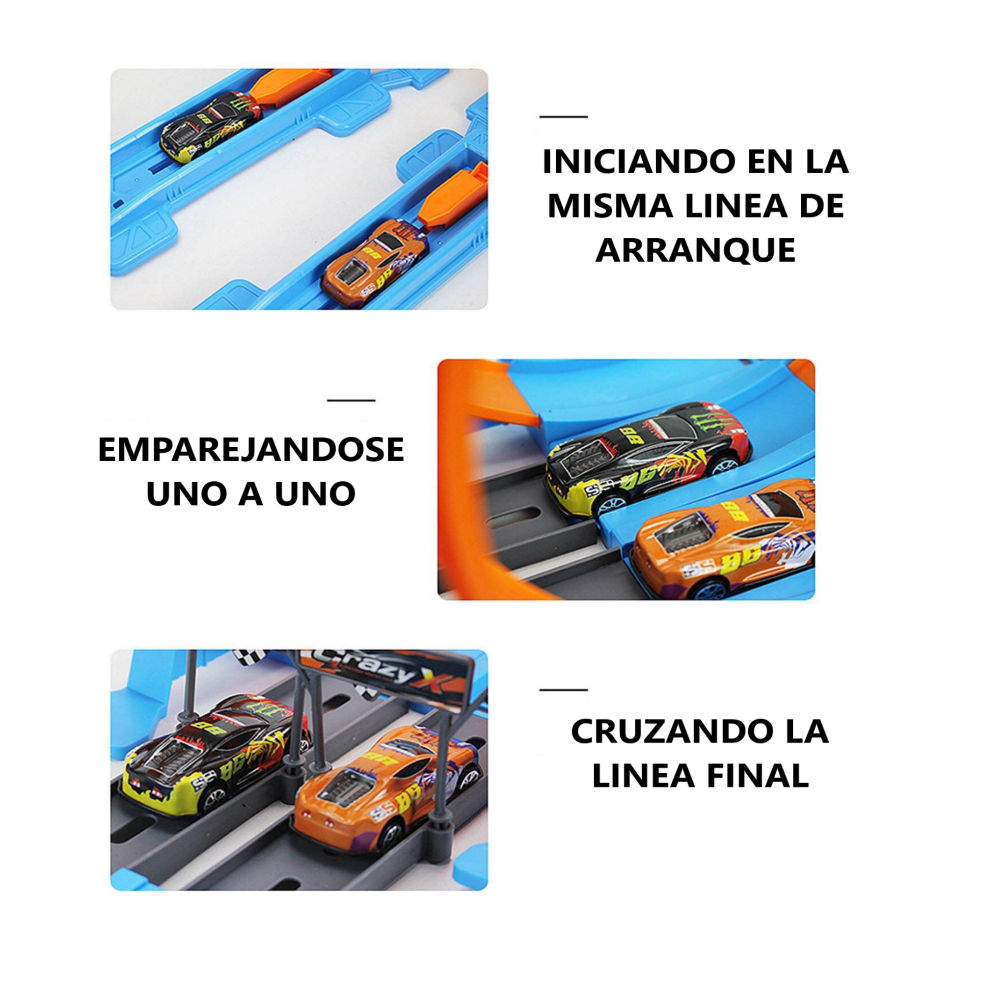 Pista Lanzador De Carros Super Buckle Loop Race Track 18 PIEZAS 